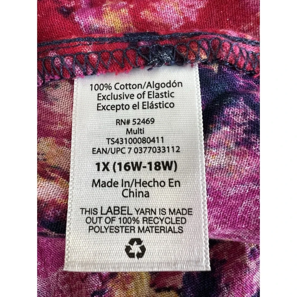Terra and Sky Brushed Abstract Squared Neck peasant dress size 1X‎